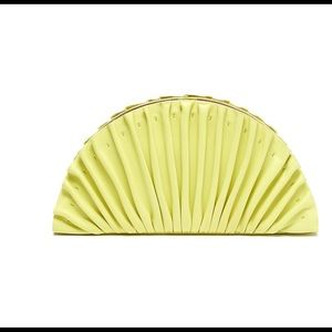 Cult Gaia Lime Nala Pleated Leather Fan Clutch